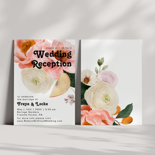 Klar Färgrik Blommig | Bröllopsmottagning Inbjudningar (Skapare uppladdad)