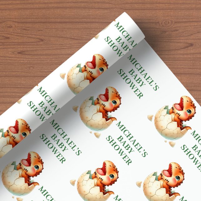 Klar för kläckning Baby Dino Inpackningspapper Bab Presentpapper (Hatching Soon Baby Dino Wrapping Paper Shower Theme)
