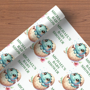Klar för kläckning Snart Dinobabyshower Presentpap Presentpapper