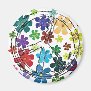 KLAR FREDSTECKEN MED BLOMMOR MAGNET