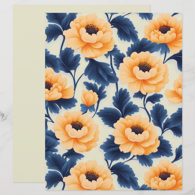 Klar gula påsklilja blommor Scrapbook-papper (Fram/baksida)