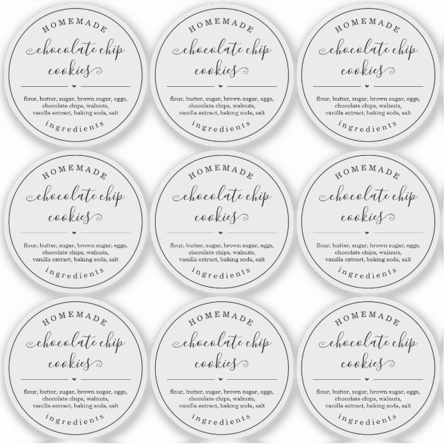 Klar, homemad etikett för livsmedel (Framsida)