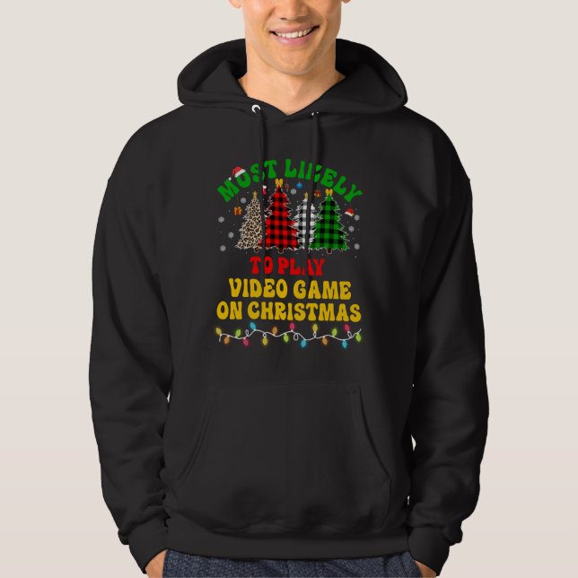 Klar jul med stor sannolikhet för att spela videos hoodie (Framsida)