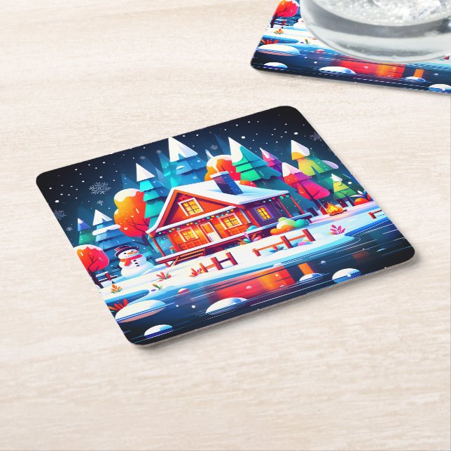 Klar jul underlägg papper kvadrat (Vinklad)