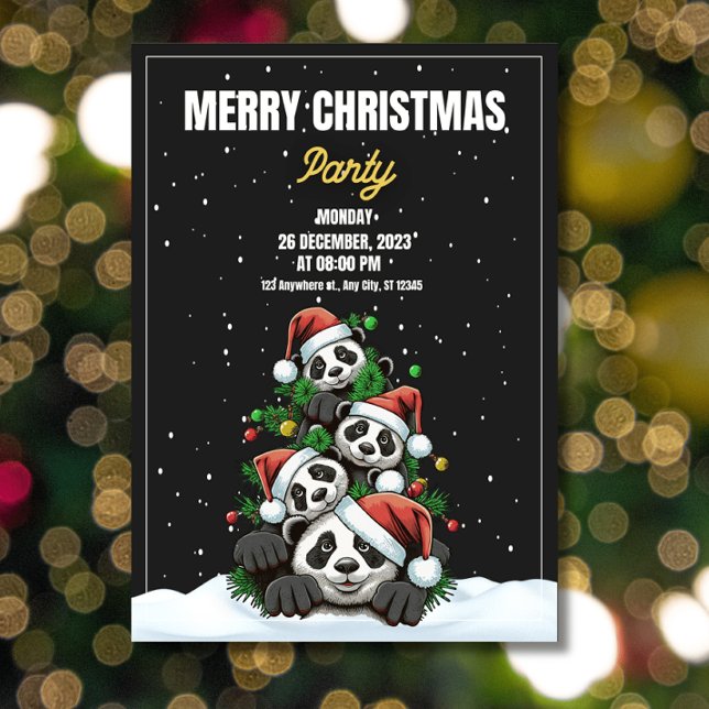 Klar julfest, Panda Jul Inbjudningar (Skapare uppladdad)