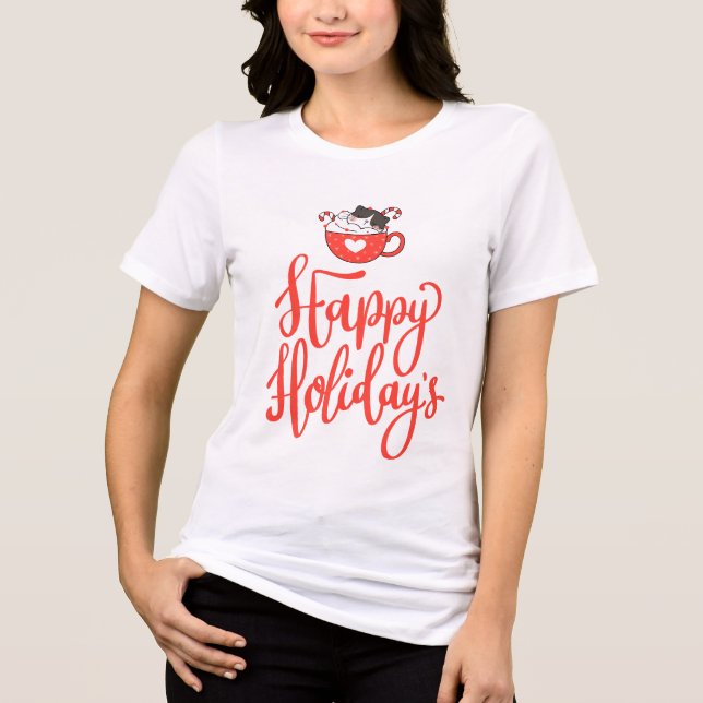 Klar julkatt i Kopp Glad helg T Shirt (Framsida)