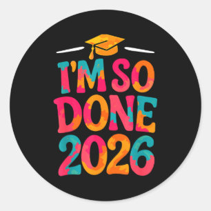 Klar klass 2026 college högstadiet examen runt klistermärke