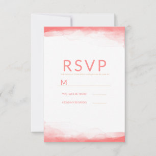 Klar korall ljus akvarell modern bröllops-RSVP OSA Kort