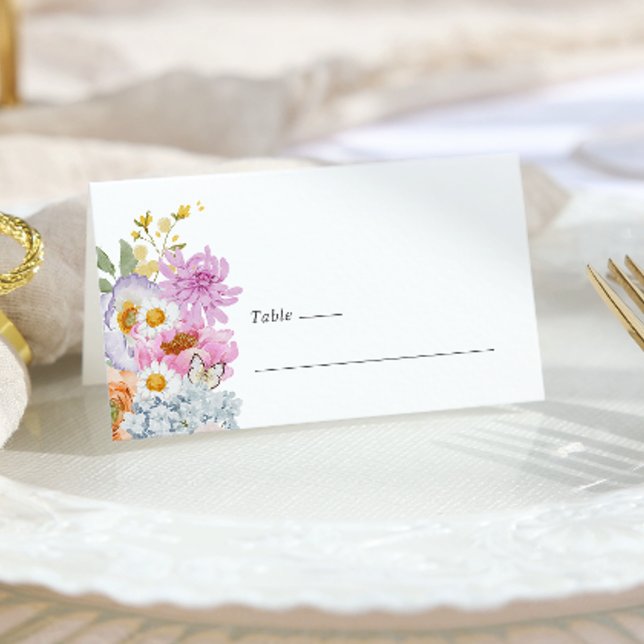 Klar Lys Blommig Placeringskort (Bold Bright Floral Place Card by Painted Paperie
)