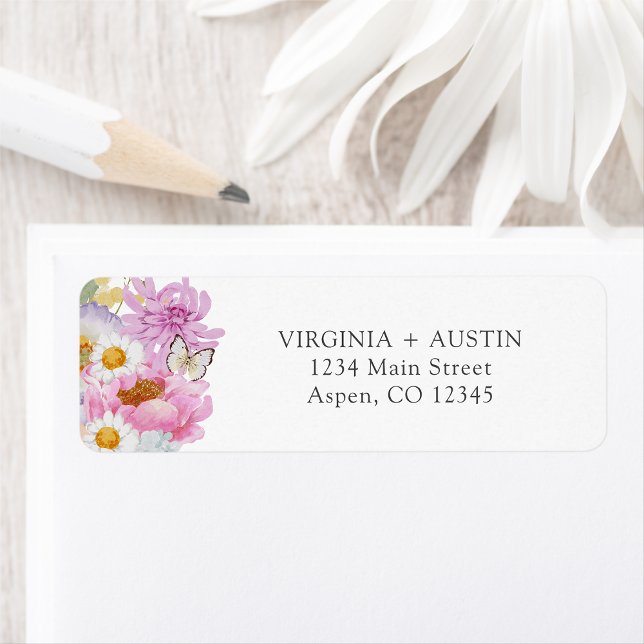 Klar Lys Blommig Returadress Etikett (Bold Bright Floral Return Address Label by Painted Paperie
)