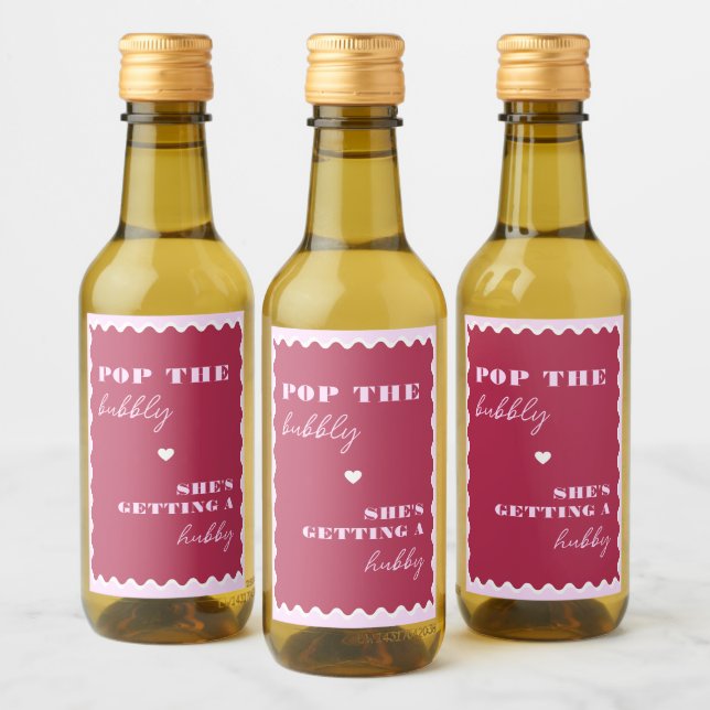 Klar Magenta Piffa Prosecco Hon får en Man Vinetikett (Flaskor)