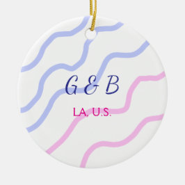 KLAR MINIMAL Lägg till texten om namn mellan namn  Julgransprydnad Keramik