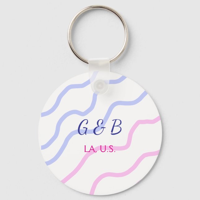 KLAR MINIMAL Lägg till texten om namn mellan namn  Nyckelring (Framsida)