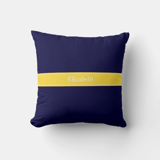 Klar Navyblå, Ananasband Namnmonogram Kudde (Framsida)