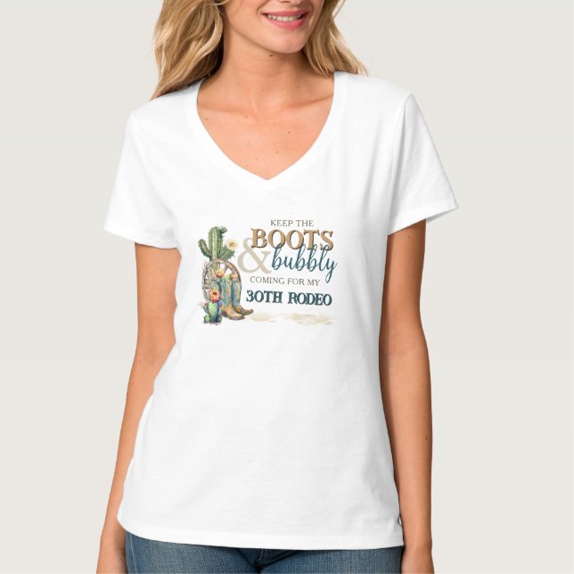 Klar och betrodd Cowgirl 30th Rodeo Birthday T Shirt (Framsida)