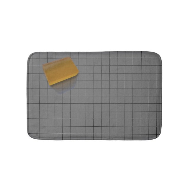 Klar Orange Tvål på Grått Tile Golv Badrumsmatta (Framsidan)