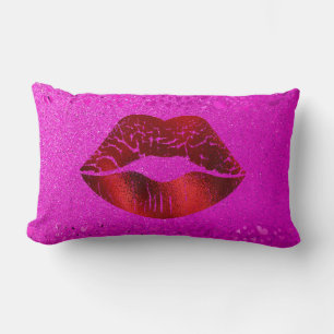 Klar Röda Folie Läppar Modern Enkel Chic Rosa Glit Lumbarkudde