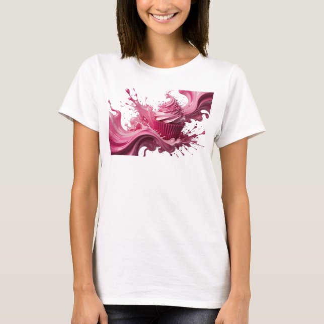 Klar Rosa ABSTRAKT KONST Design T Shirt (Framsida)