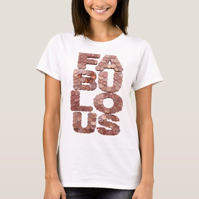 Klar Rosa FABULOUS Grafisk Design T Shirt (Framsida)