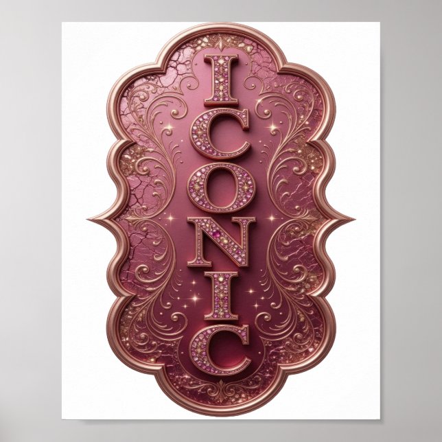 Klar Rosa ICONIC Djärv Design Poster (Framsidan)