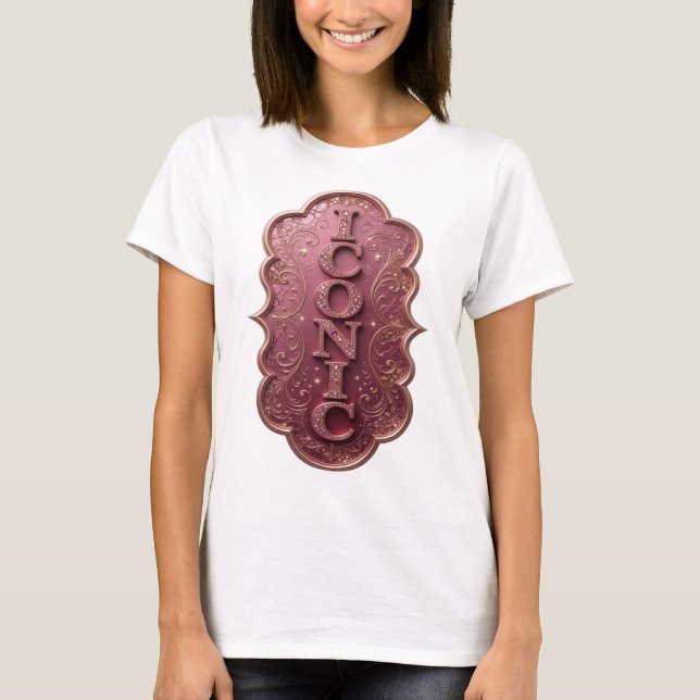 Klar Rosa ICONIC Djärv Design T Shirt (Framsida)