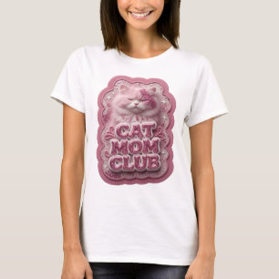 Klar Rosa KATT MAMMA KLUBB Konst På Plagg T Shirt