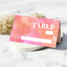 Klar Rosa Orange Abstrakt Akvarell Bröllop Gäst Placeringskort