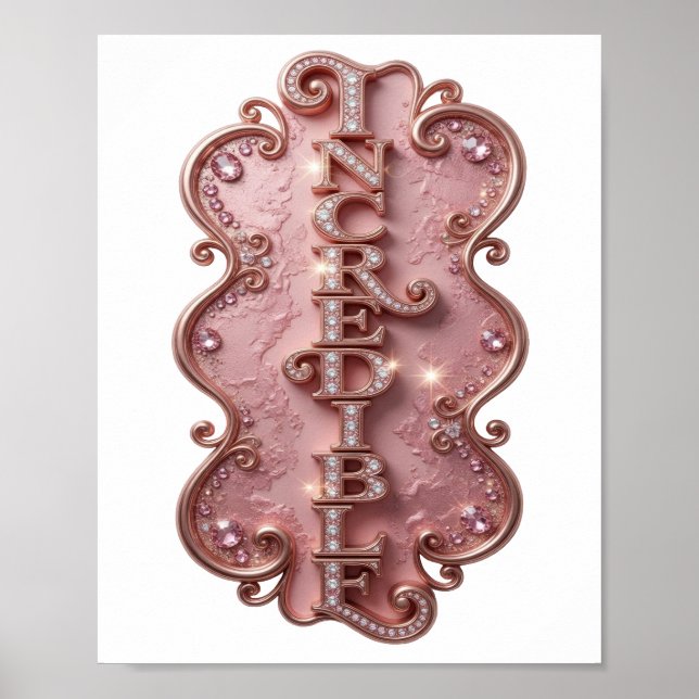 Klar Rosa OTROLIGT Modern Design Poster (Framsidan)