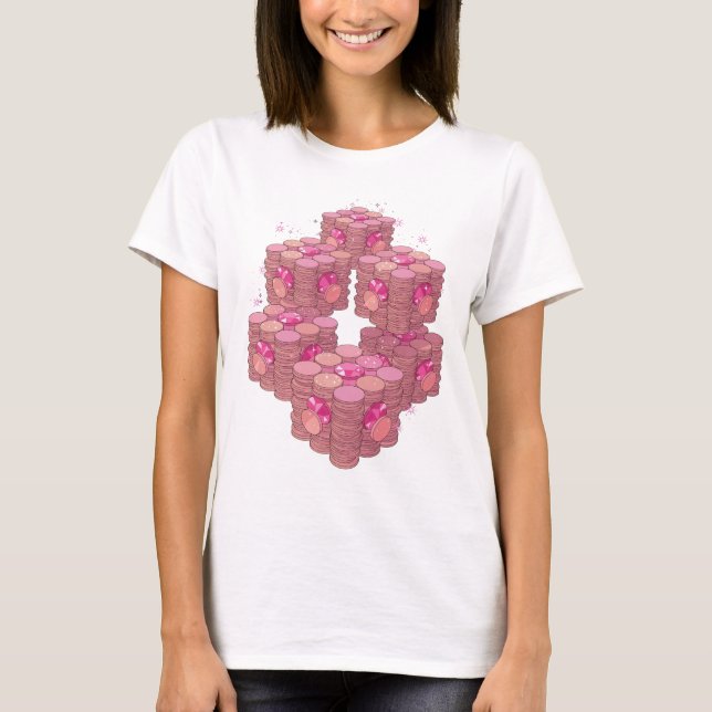 Klar Rosa Rosa Mynt Design T Shirt (Framsida)