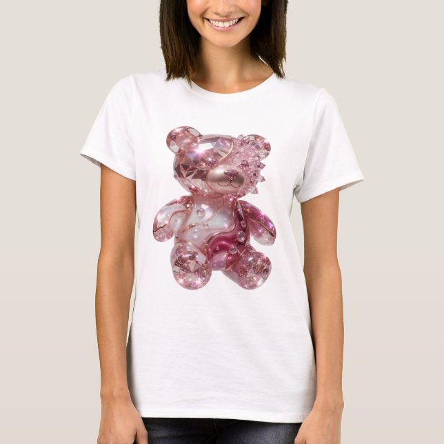 Klar Silver DIAMANTBJÖRN 3D Textkonst T Shirt (Framsida)