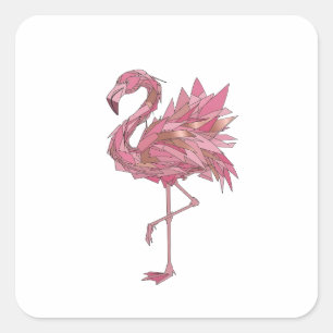 Klar Silver FLAMINGO GEOMETRISK Klistermärkesmotiv Fyrkantigt Klistermärke