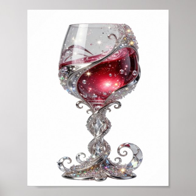 Klar silver RÖD VINGLAS Poster (Framsidan)