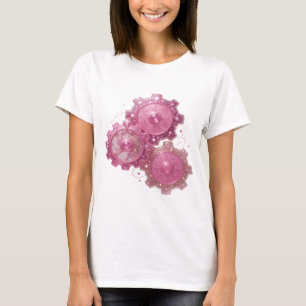 Klar silver Rosa Växel Maskin Tryck T Shirt