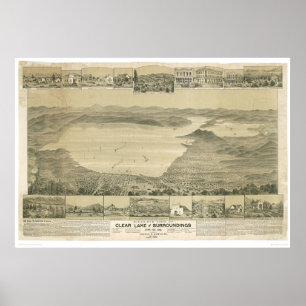 Klar sjö, panorama- karta för CA. (0289A) Poster