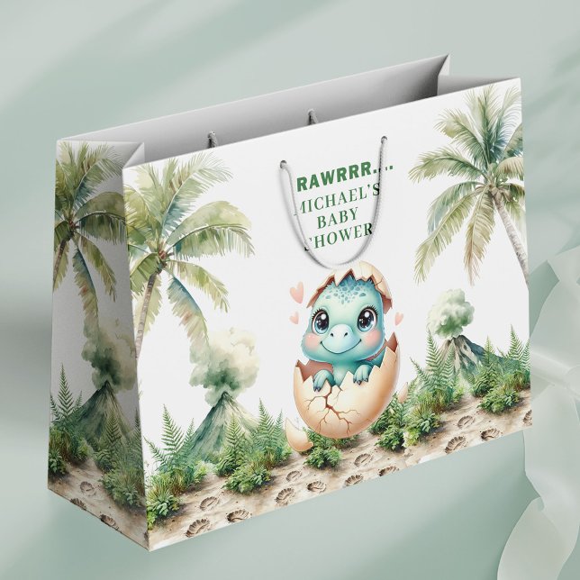 Klar snart Dinosauriebarn Babyshower Presentpåse (Hatching Soon Dinosaur Baby Shower Gift Bag)
