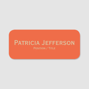 Klar Tangerin Orange Elegant Minimalistisk Namnbricka