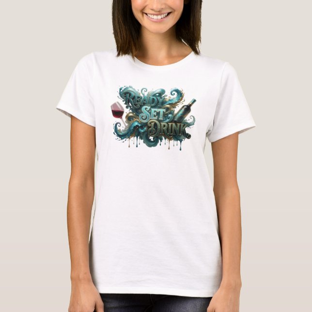 Klar Teal REDO SET DRICK Konstnärligt Motiv T Shirt (Framsida)