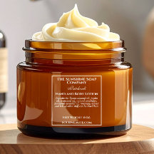 Klar & Vit Fyrkantig Kosmetikflaska Etikett