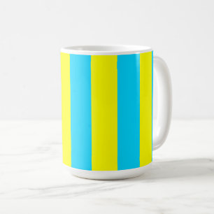 Klara blå och gula ränder kaffemugg