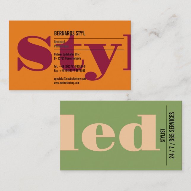 Klara färger, bra typografi  visitkort (Fram/baksida)