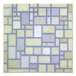 Klara färger grå linjer | Piet Mondrian | Fototryck