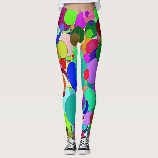 Klara Färgglada Cirklar Cirkulära Leggings (Framsida)