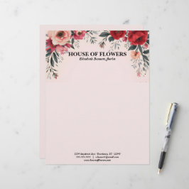 Klara röda och rosa blommor på rosa brevhuvud