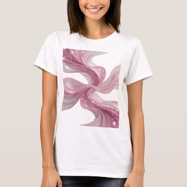 Klara Silver RÖDA GNISTRANDE VÅGOR 3D Text Konst T Shirt (Framsida)