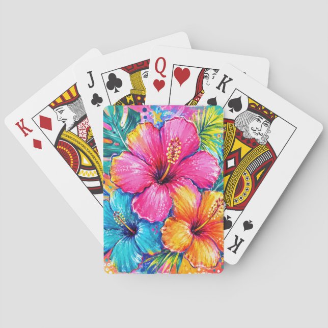 KLARFÄRGAD SOMMARHIBISKUSBLOMMOR CASINOKORT (Baksidan)