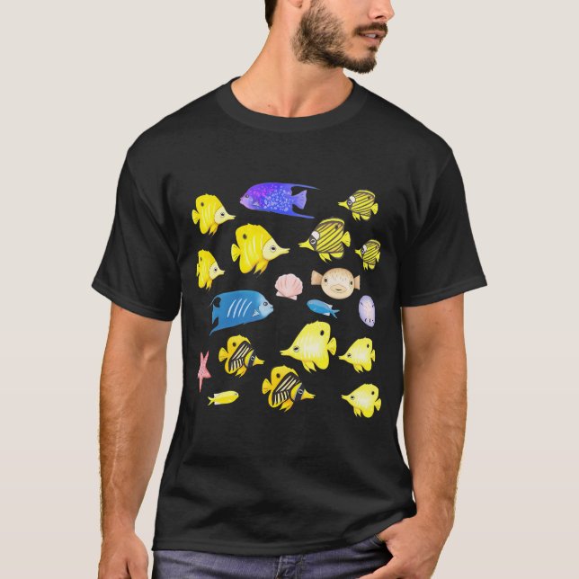 Klarfärgad tropisk fisk akvarell t shirt (Framsida)