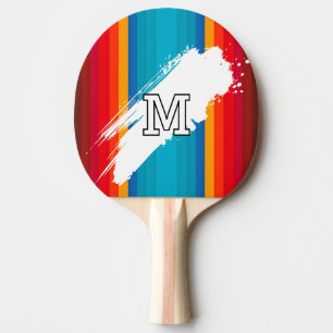 Klarfärgade ränder med monogram ping pong pingisracket