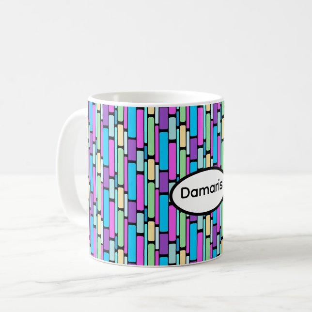 Klarfärgade Retroblock Kaffemugg (Framsida vänster)