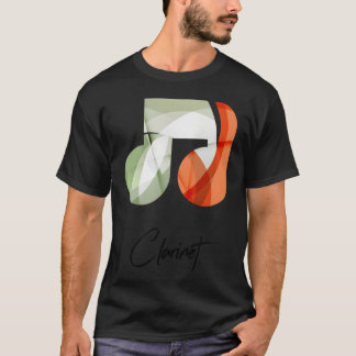 Klarinett Vackra musiknoter retro T Shirt