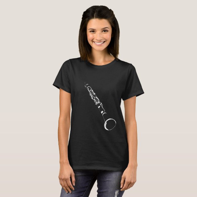 KlarinettSilhouettesvart Tee Shirt (Hel framsida)
